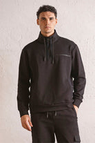 GMG Firenze-Dik Yaka Fermuar Ve Çıtçıt Detaylı Erkek Sweatshirt-Sweatshirts & Hoodies-4-Milagron.com