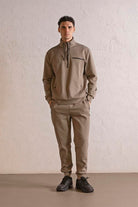 GMG Firenze-Dik Yaka Fermuar Ve çıtçıt Detaylı Erkek Sweatshirt-SWEATSHIRT-1-Milagron.com