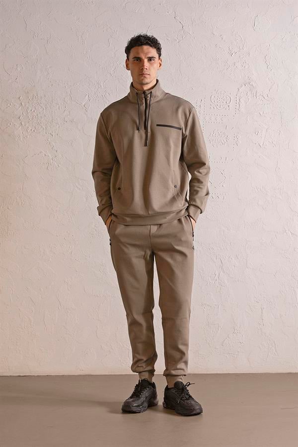 GMG Firenze-Dik Yaka Fermuar Ve çıtçıt Detaylı Erkek Sweatshirt-SWEATSHIRT-1-Milagron.com