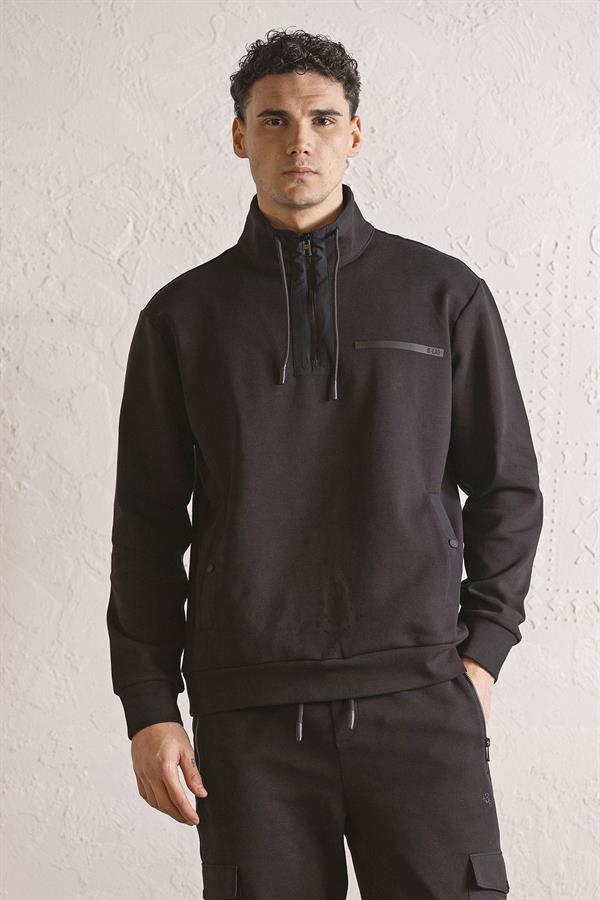 GMG Firenze-Dik Yaka Fermuar Ve çıtçıt Detaylı Erkek Sweatshirt-SWEATSHIRT-10-Milagron.com