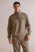 GMG Firenze-Dik Yaka Fermuar Ve çıtçıt Detaylı Erkek Sweatshirt-SWEATSHIRT-4-Milagron.com