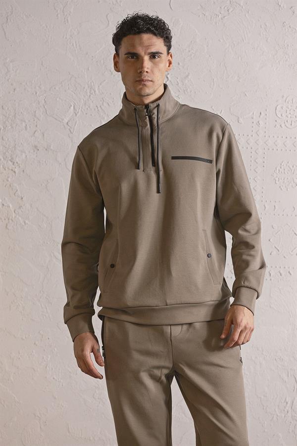 GMG Firenze-Dik Yaka Fermuar Ve çıtçıt Detaylı Erkek Sweatshirt-SWEATSHIRT-4-Milagron.com