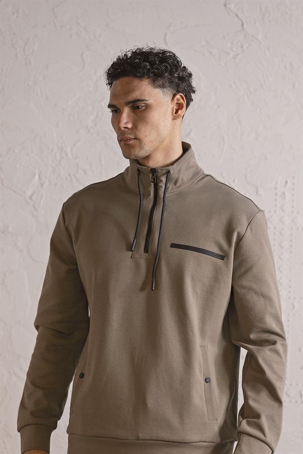 GMG Firenze-Dik Yaka Fermuar Ve çıtçıt Detaylı Erkek Sweatshirt-SWEATSHIRT-5-Milagron.com