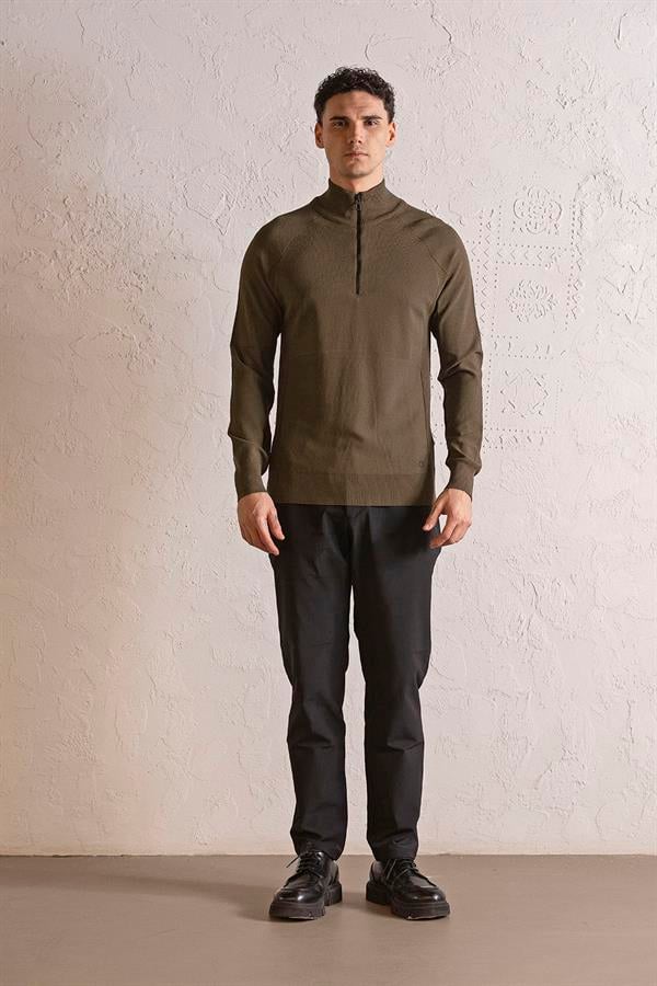 GMG Firenze-Dik Yaka Fermuarlı Reglan Kol Erkek Kazak-KAZAK-1-Milagron.com