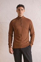 GMG Firenze-Dik Yaka Fermuarlı Reglan Kol Erkek Kazak-KAZAK-10-Milagron.com