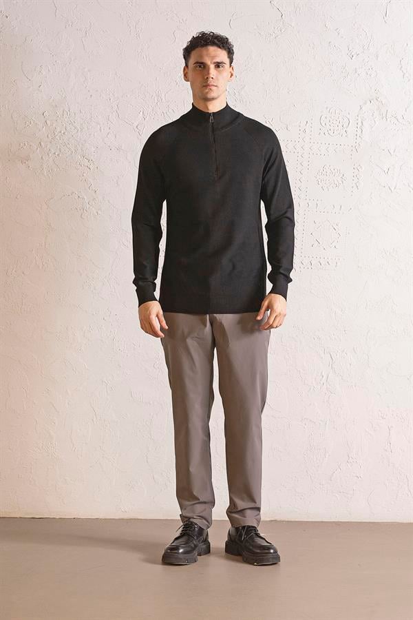 GMG Firenze-Dik Yaka Fermuarlı Reglan Kol Erkek Kazak-KAZAK-11-Milagron.com