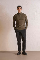 GMG Firenze-Dik Yaka Fermuarlı Reglan Kol Erkek Kazak-KAZAK-2-Milagron.com