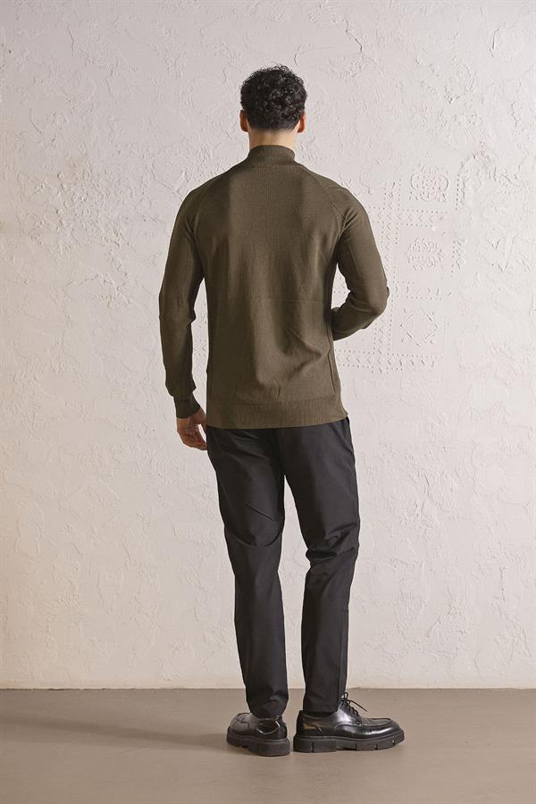 GMG Firenze-Dik Yaka Fermuarlı Reglan Kol Erkek Kazak-KAZAK-4-Milagron.com