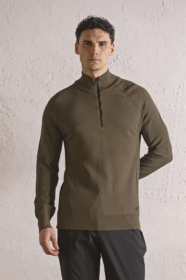 GMG Firenze-Dik Yaka Fermuarlı Reglan Kol Erkek Kazak-KAZAK-5-Milagron.com