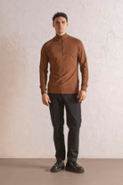 GMG Firenze-Dik Yaka Fermuarlı Reglan Kol Erkek Kazak-KAZAK-6-Milagron.com