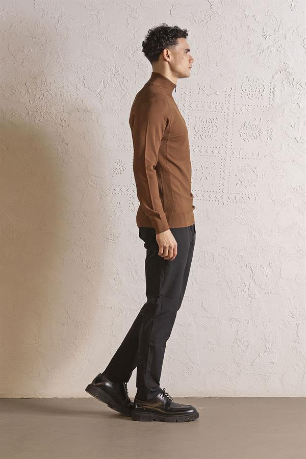 GMG Firenze-Dik Yaka Fermuarlı Reglan Kol Erkek Kazak-KAZAK-8-Milagron.com