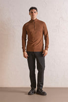 GMG Firenze-Dik Yaka Fermuarlı Reglan Kol Erkek Kazak-Kazak & Triko-1-Milagron.com