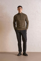 GMG Firenze-Dik Yaka Fermuarlı Reglan Kol Erkek Kazak-Kazak & Triko-2-Milagron.com