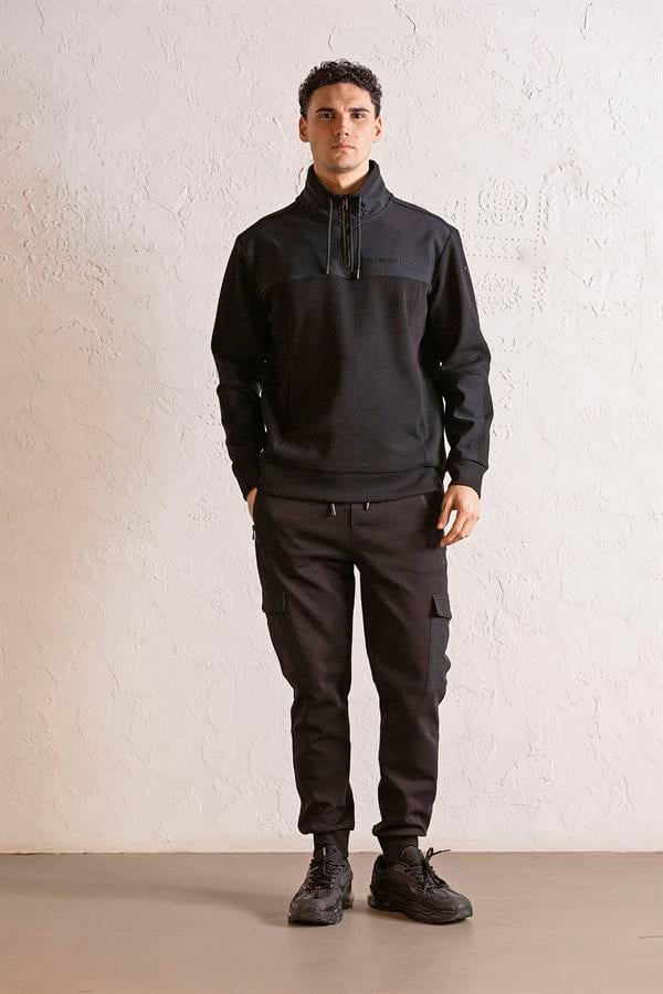 GMG Firenze-Dik Yaka Garni Detaylı Erkek Sweatshirt-SWEATSHIRT-1-Milagron.com