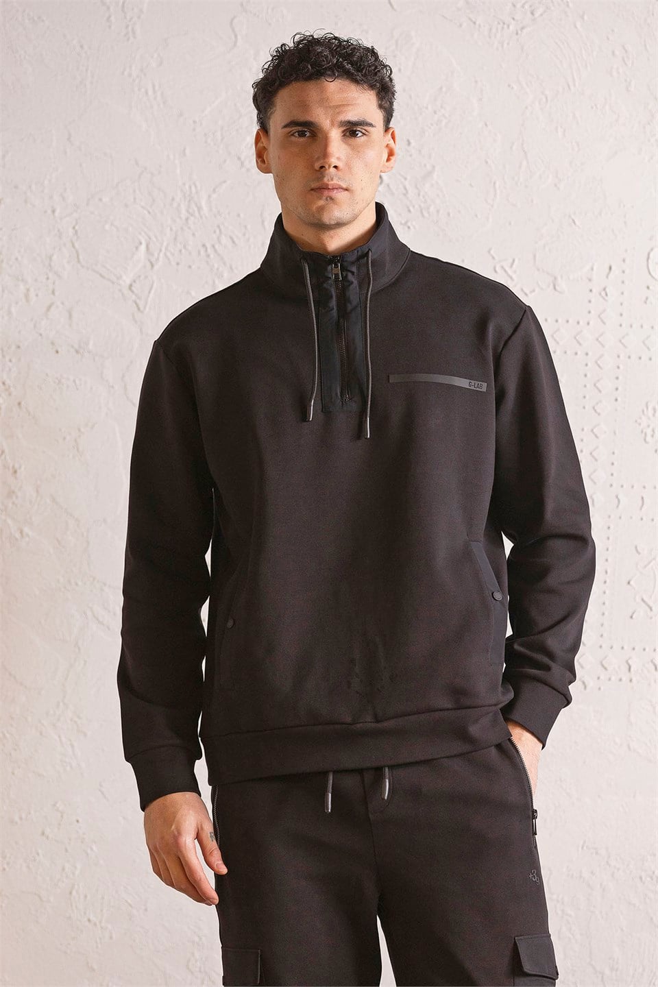 GMG Firenze-Dik Yaka Fermuar Ve Çıtçıt Detaylı Erkek Sweatshirt-Sweatshirts & Hoodies-4-Milagron.com