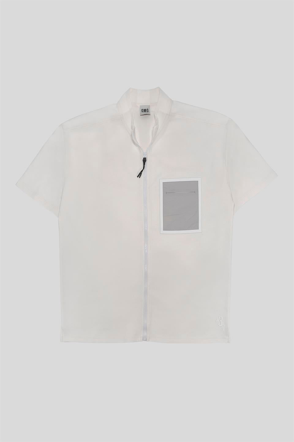 Fermuar Detaylı Bomber Yaka Flexi Baskılı Erkek T-Shirt