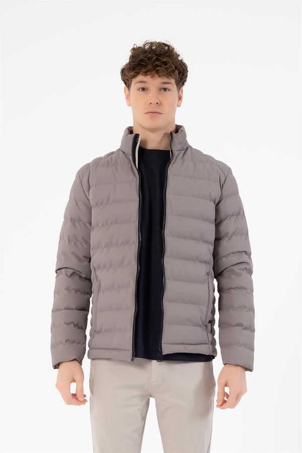 Fermuarlı Slim Fit Şişme Erkek Mont