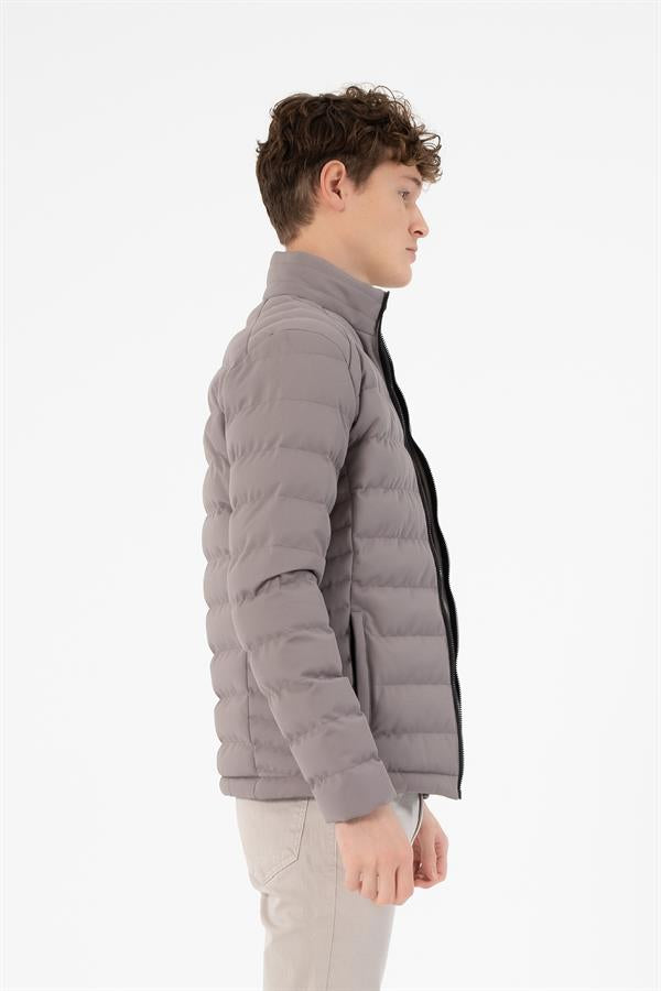 Fermuarlı Slim Fit Şişme Erkek Mont