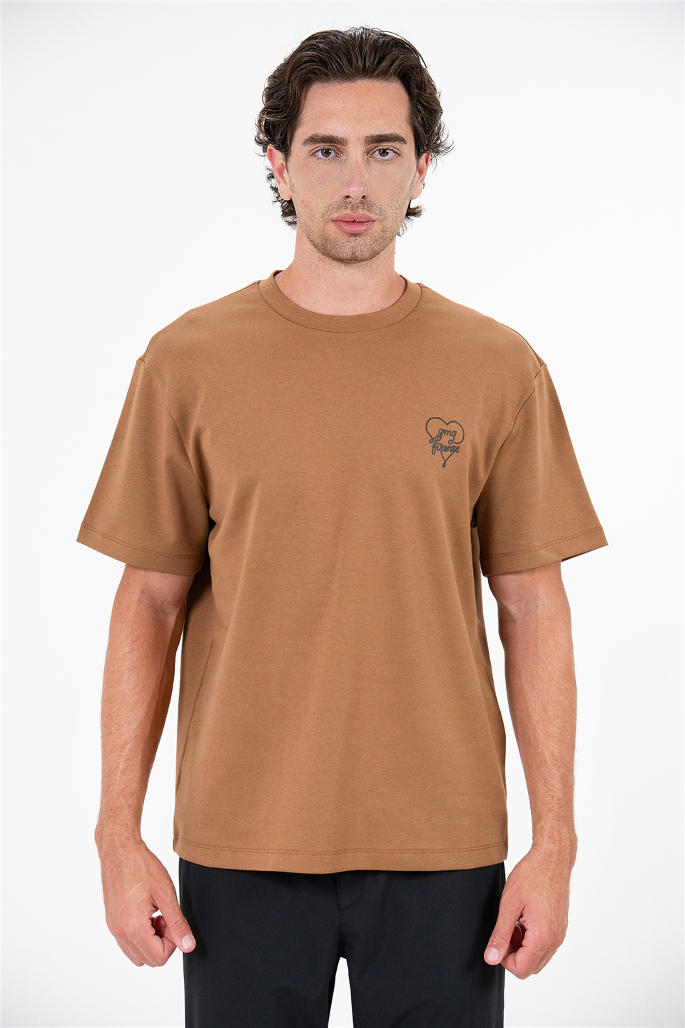 Gmg Ve Kalp Baskılı Bisiklet Yaka Erkek T-Shirt