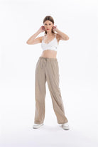 GMG Firenze-Gofre Desenli Bağcıklı Regular Kadın Dokuma Pantolon-//Özel Fi̇yatlar-7-Milagron.com