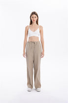 GMG Firenze-Gofre Desenli Bağcıklı Regular Kadın Dokuma Pantolon-//Özel Fi̇yatlar-8-Milagron.com