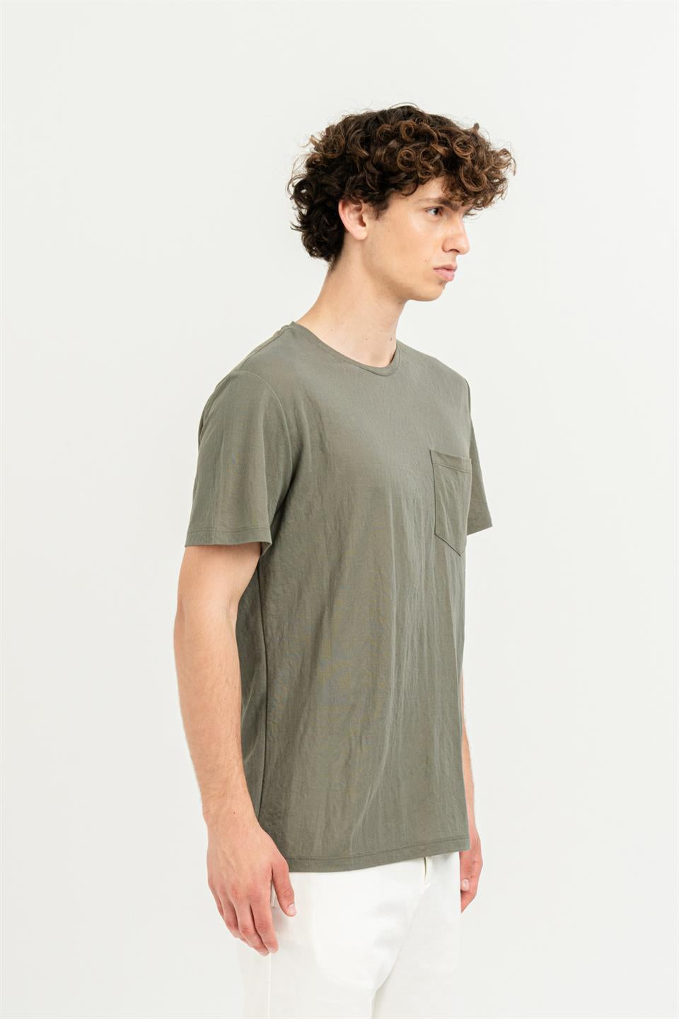 Göğüs Cepli Bisiklet Yaka Slim Fit Erkek T-Shirt