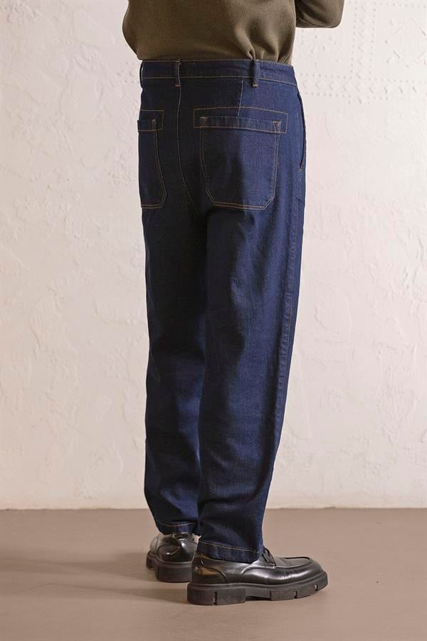 GMG Firenze-Gusto Detaylı Baggy Fit Denim Erkek Pantolon-PANTOLON-3-Milagron.com