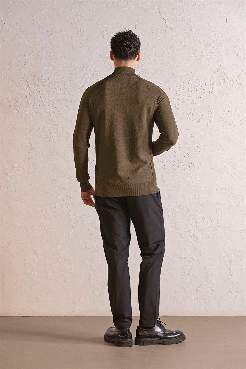 GMG Firenze-Dik Yaka Fermuarlı Reglan Kol Erkek Kazak-Kazak & Triko-4-Milagron.com
