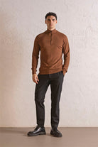 GMG Firenze-Dik Yaka Fermuarlı Reglan Kol Erkek Kazak-Kazak & Triko-2-Milagron.com