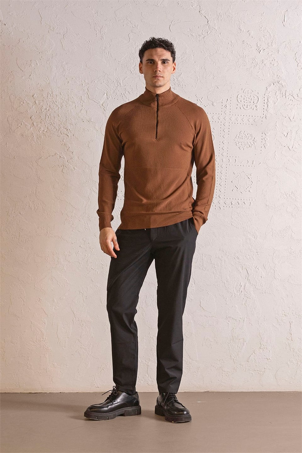 GMG Firenze-Dik Yaka Fermuarlı Reglan Kol Erkek Kazak-Kazak & Triko-2-Milagron.com