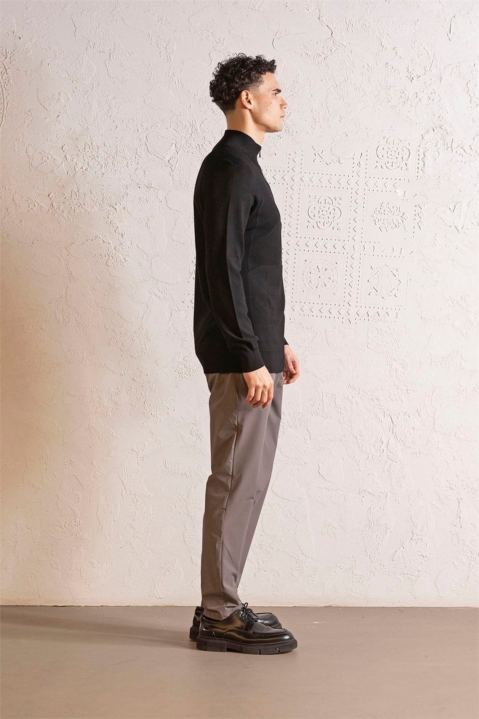 GMG Firenze-Dik Yaka Fermuarlı Reglan Kol Erkek Kazak-Kazak & Triko-2-Milagron.com
