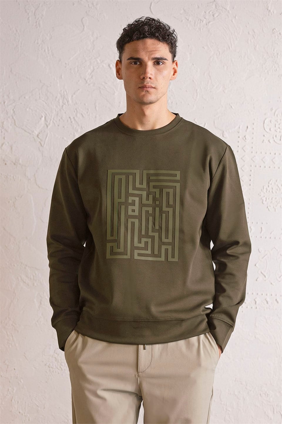 GMG Firenze-Bisiklet Yaka Kabartma Baskılı Erkek Sweatshirt-Winter'26-4-Milagron.com