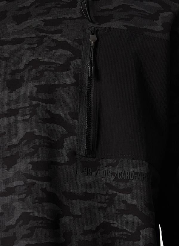 Kapişonlu Göğsü Fermuar Ve Garni Detaylı Kamuflaj Sweatshirt