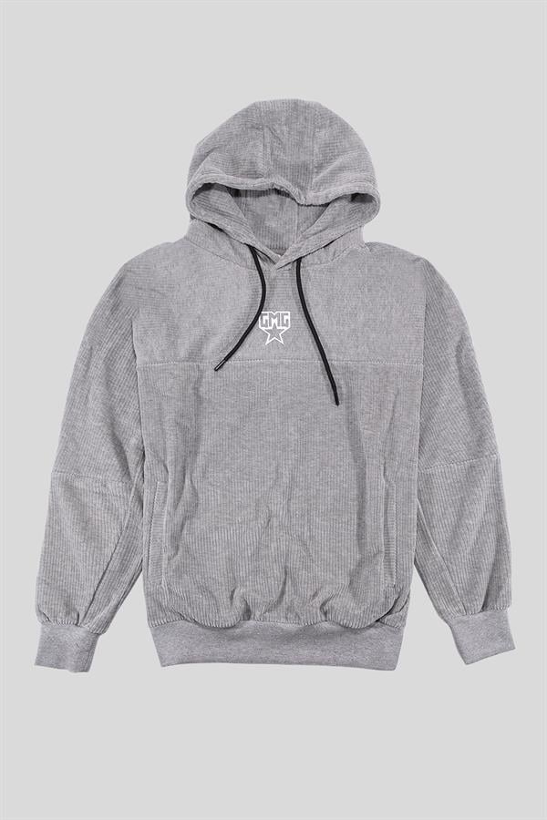 GMG Firenze-Kapüşonlu Baskı Detaylı Kadife Erkek Sweatshirt-SWEATSHIRT-5-Milagron.com