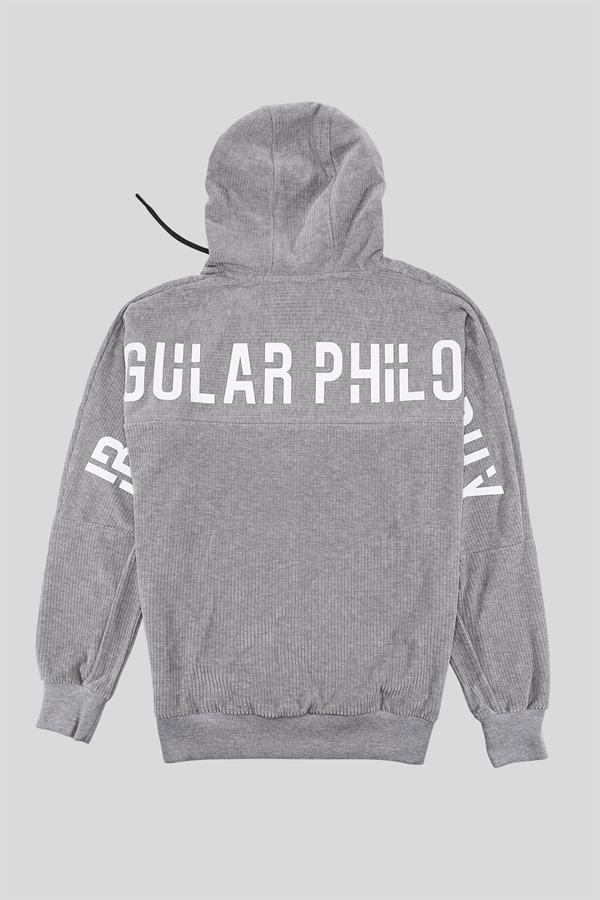 GMG Firenze-Kapüşonlu Baskı Detaylı Kadife Erkek Sweatshirt-SWEATSHIRT-7-Milagron.com