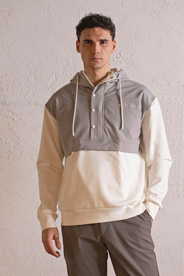 GMG Firenze-Kapüşonlu Fermuar Ve Çıtçıt Detaylı Garnili Erkek Sweatshirt-SWEATSHIRT-4-Milagron.com