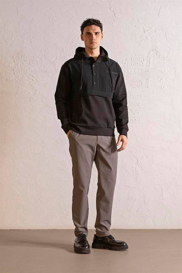 GMG Firenze-Kapüşonlu Fermuar Ve Çıtçıt Detaylı Garnili Erkek Sweatshirt-SWEATSHIRT-6-Milagron.com