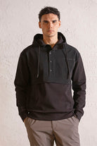 Kapüşonlu Fermuar Ve Çıtçıt Detaylı Garnili Erkek Sweatshirt