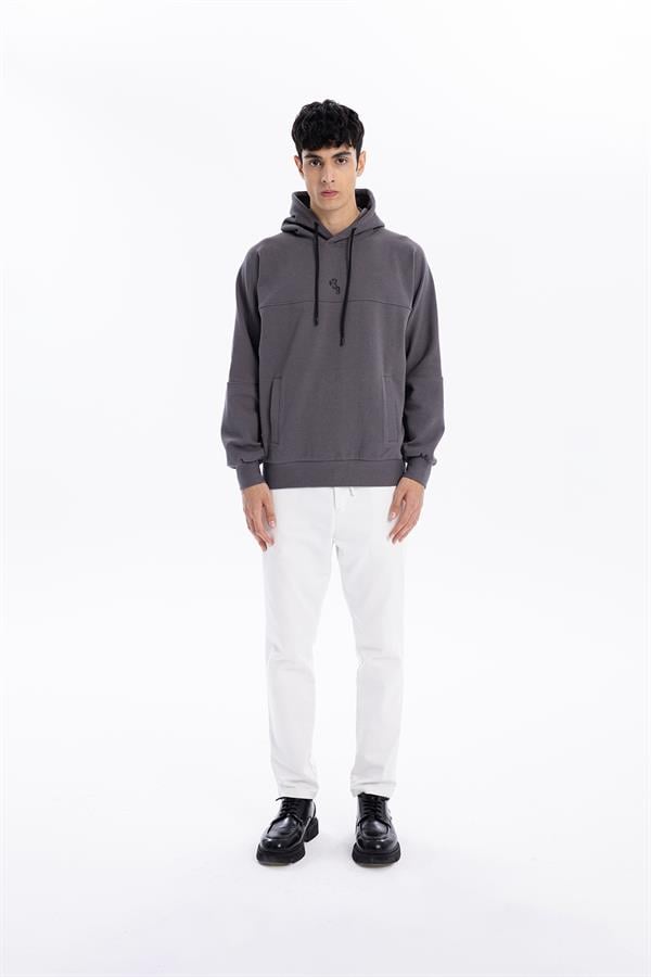 GMG Firenze-Kapüşonlu Sırtı Zero Baskılı Diagonel Sweatshirt-SWEATSHIRT-1-Milagron.com