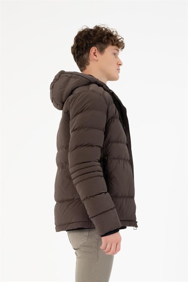 Kapüşonlu Slim Fit Erkek Mont