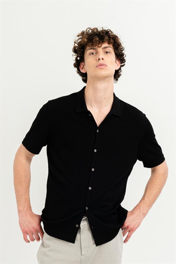 GMG Firenze-Kısa Kollu Slim Fit Triko Erkek Gömlek-Summer'25-9-Milagron.com