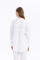 Oversize %100 Keten Uzun Kollu Kadın Gömlek