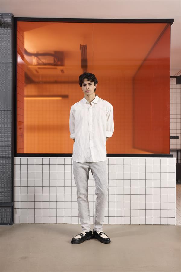 GMG Firenze-Oversize çizgili Modal Erkek Gömlek-GÖMLEK-2-Milagron.com