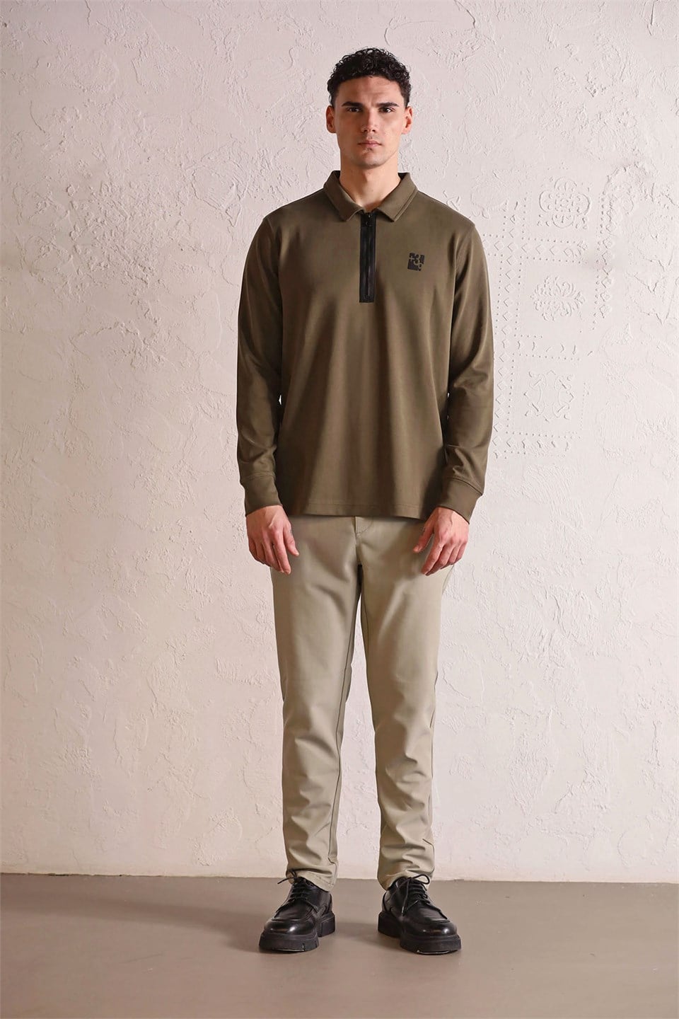 GMG Firenze-Polo Yaka Dikiş Detaylı Erkek Sweatshirt-Sweatshirts & Hoodies-1-Milagron.com