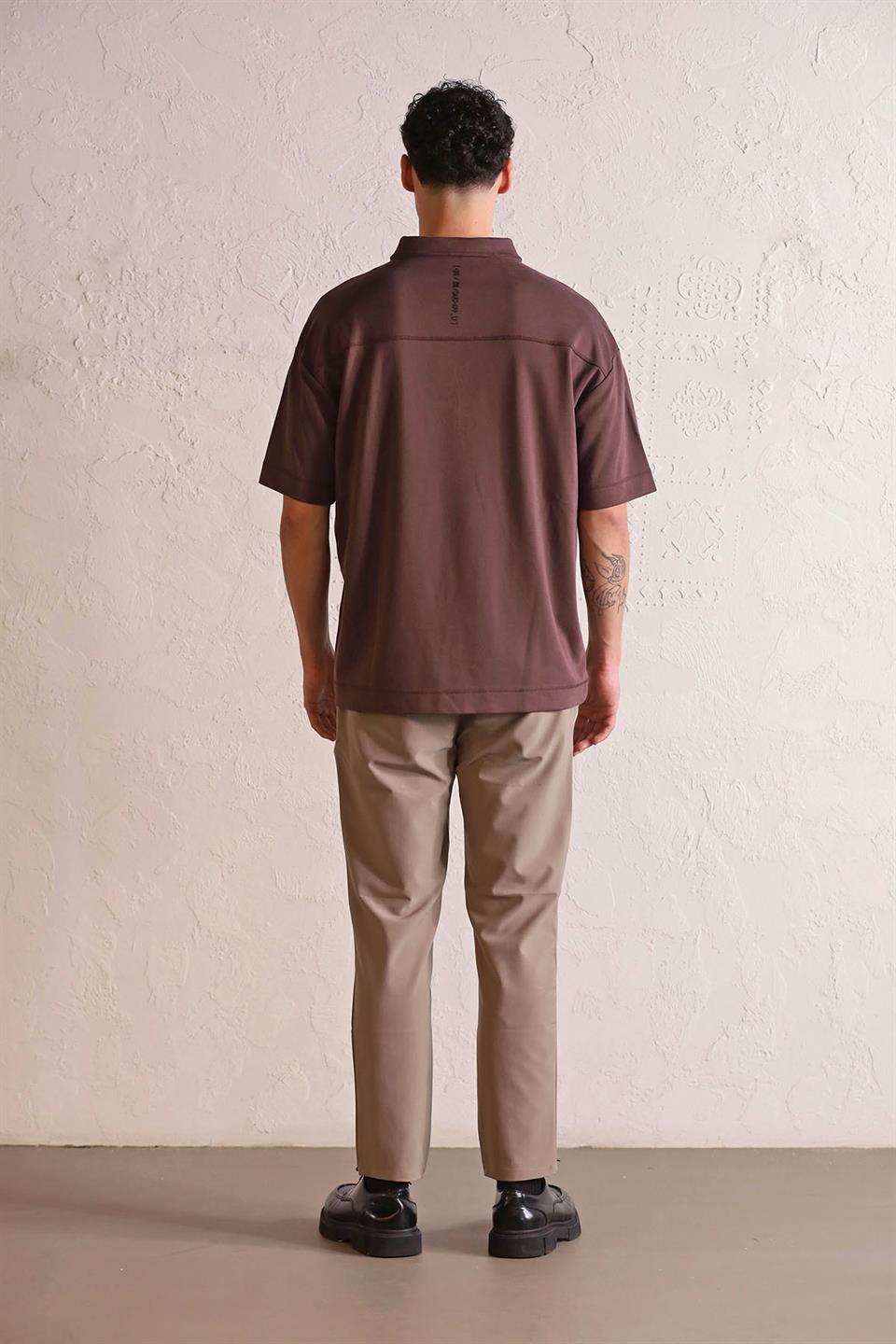 Polo Yaka Patı Fermuarlı Cepli Erkek T-Shirt