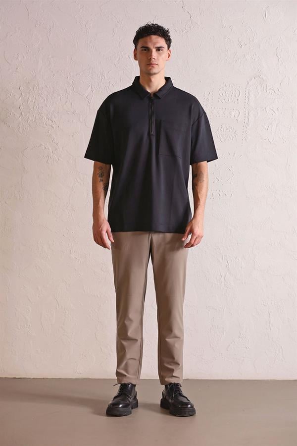 GMG Firenze-Polo Yaka Patı Fermuarlı Cepli Erkek T Shirt-KISA KOL-6-Milagron.com