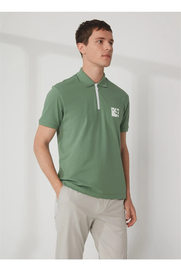 Polo Yaka Patı Su Geçirmez Fermuarlı Erkek T-Shirt