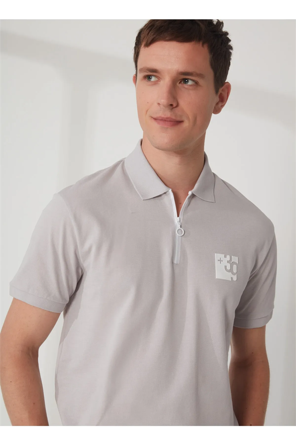 Polo Yaka Patı Su Geçirmez Fermuarlı Erkek T-Shirt
