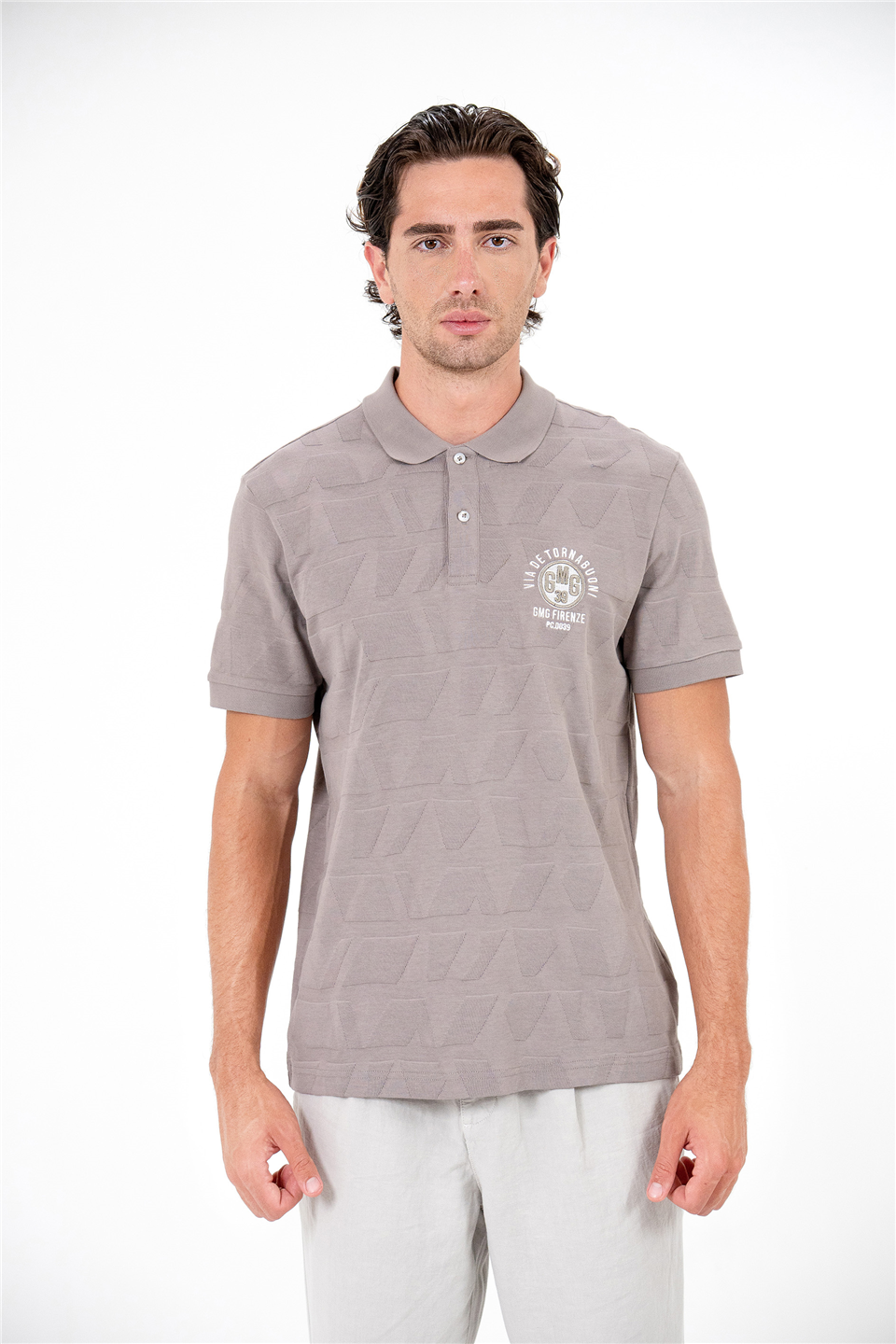 Polo Yaka Sol Göğsü Arma Detaylı Jakarlı Erkek T-Shirt
