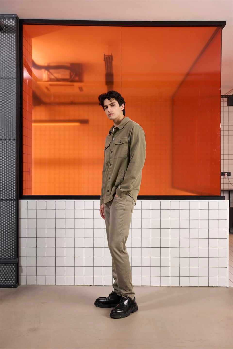 GMG Firenze-Regular Fit Moleskin Kumaş Erkek Dış Gömlek-SWEAT MONT-3-Milagron.com